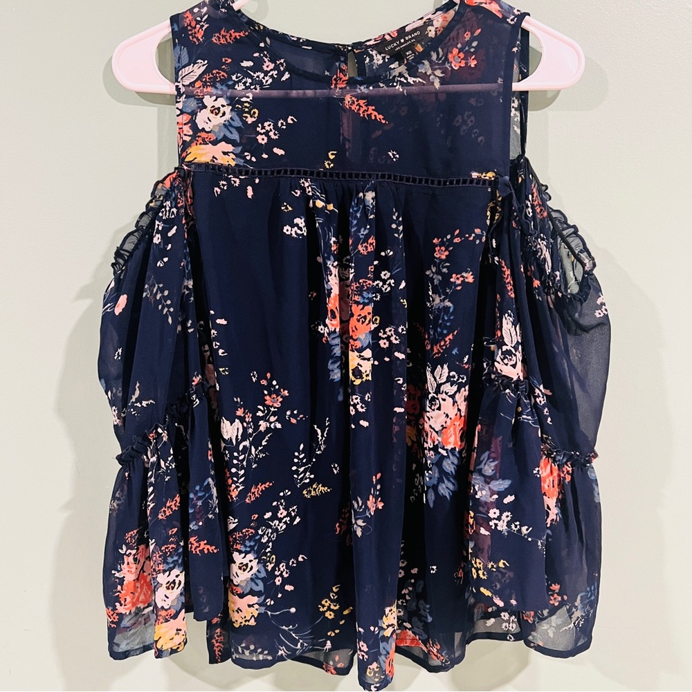 Lucky Brand Sheer Floral Blouse